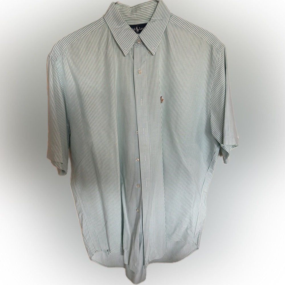 Ralph Lauren Men's Green Striped Button Down Shirt